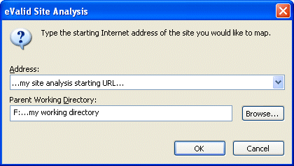 Site Analysis Startup Dialog Box