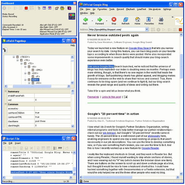 Sample of eValid screen setup